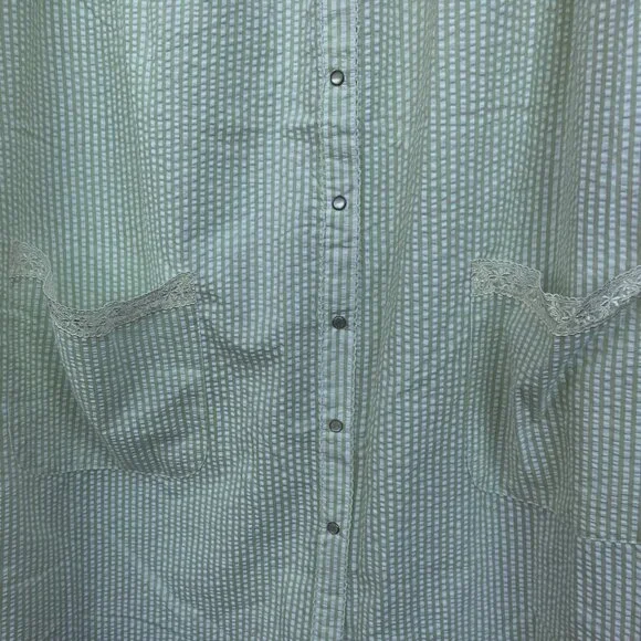 NWT PINK K DUSTER(pair) snapfront seersucker sleeveless pockets lime green Sz XL - Picture 4 of 7